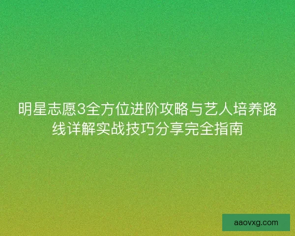 明星志愿3全方位进阶攻略与艺人培养路线详解实战技巧分享完全指南