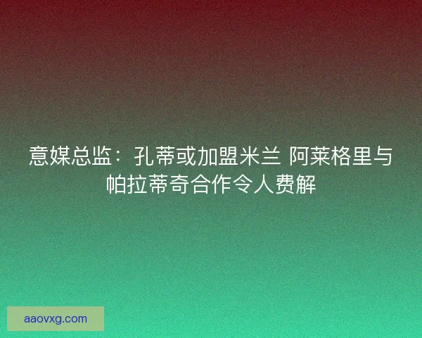 意媒总监：孔蒂或加盟米兰 阿莱格里与帕拉蒂奇合作令人费解